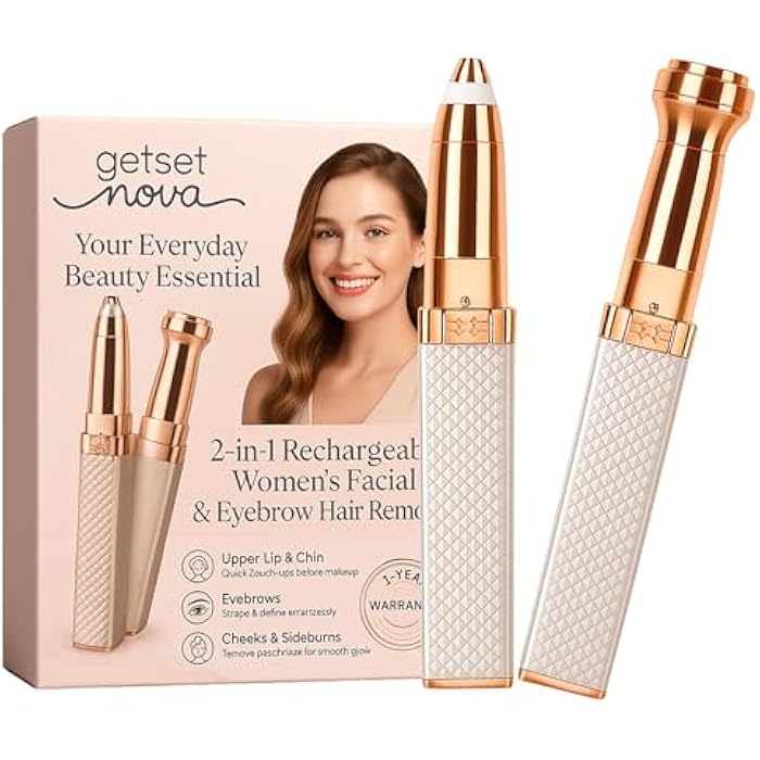 getsetnova Facial Hair Removal Machine for Women – 2 in 1 Trimmer & Eyebrow Trimmer Pen, Upper Lip Hair Rem over for Women & Epilator – USB Rechargeable, Painless - Image 1